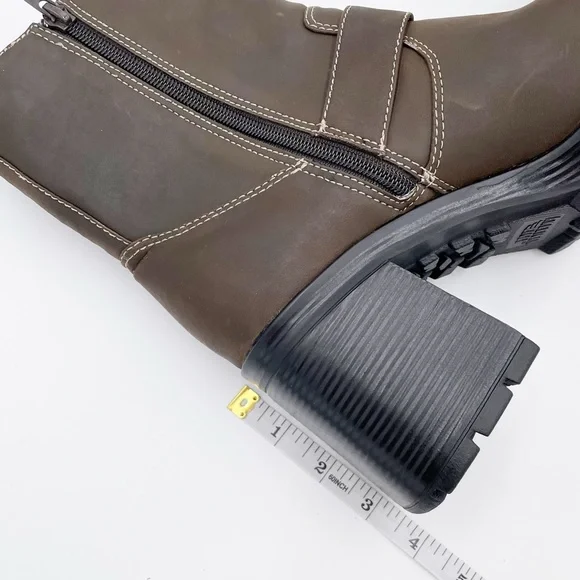 Vintage Y2K American Eagle Flex Brown Leather Chunky Platform Boots Size 10 - Picture 13 of 15